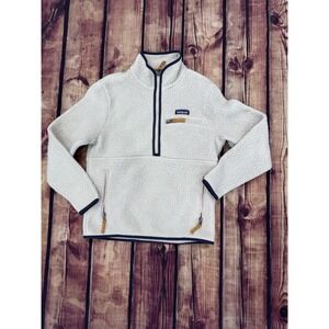 Patagonia Synchilla Women's White 1/2 Zip Pullover Jacket Collar Pockets Logo S